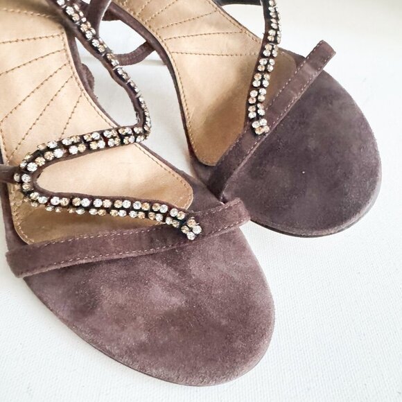 Vintage Aldo Brown Suede Rhinestone Heels 38 - Picture 10 of 10